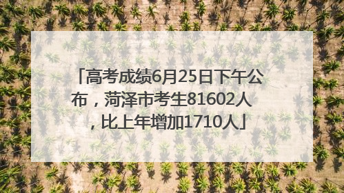高考成绩6月25日下午公布，菏泽市考生81602人，比上年增加1710人