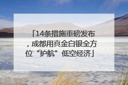 14条措施重磅发布，成都用真金白银全方位“护航”低空经济
