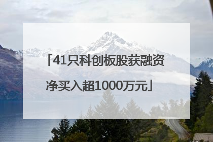 41只科创板股获融资净买入超1000万元